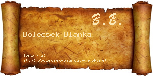 Bolecsek Bianka névjegykártya